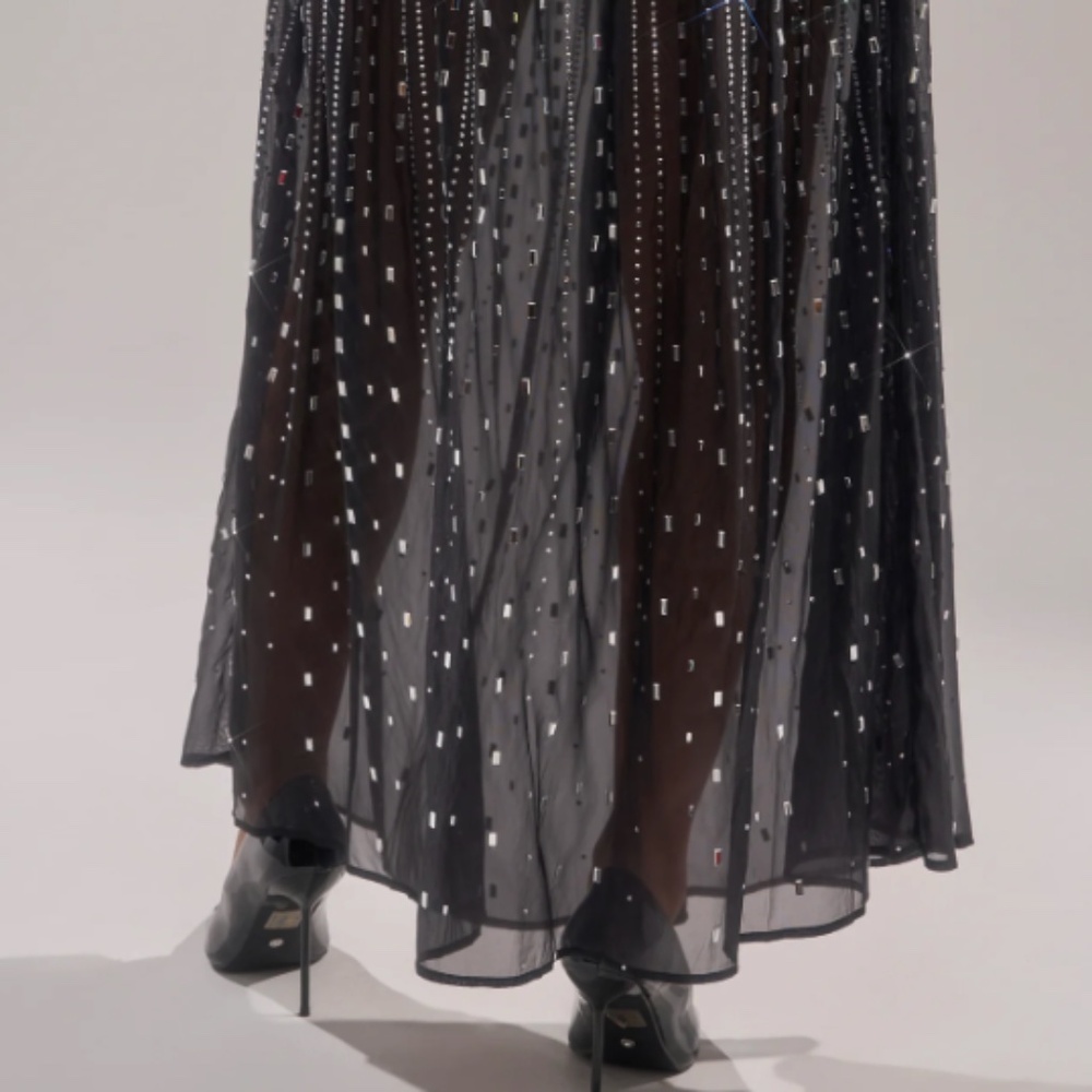 AKIRA DANCING QUEEN RHINESTONE MESH MAXI SKIRT Size LL